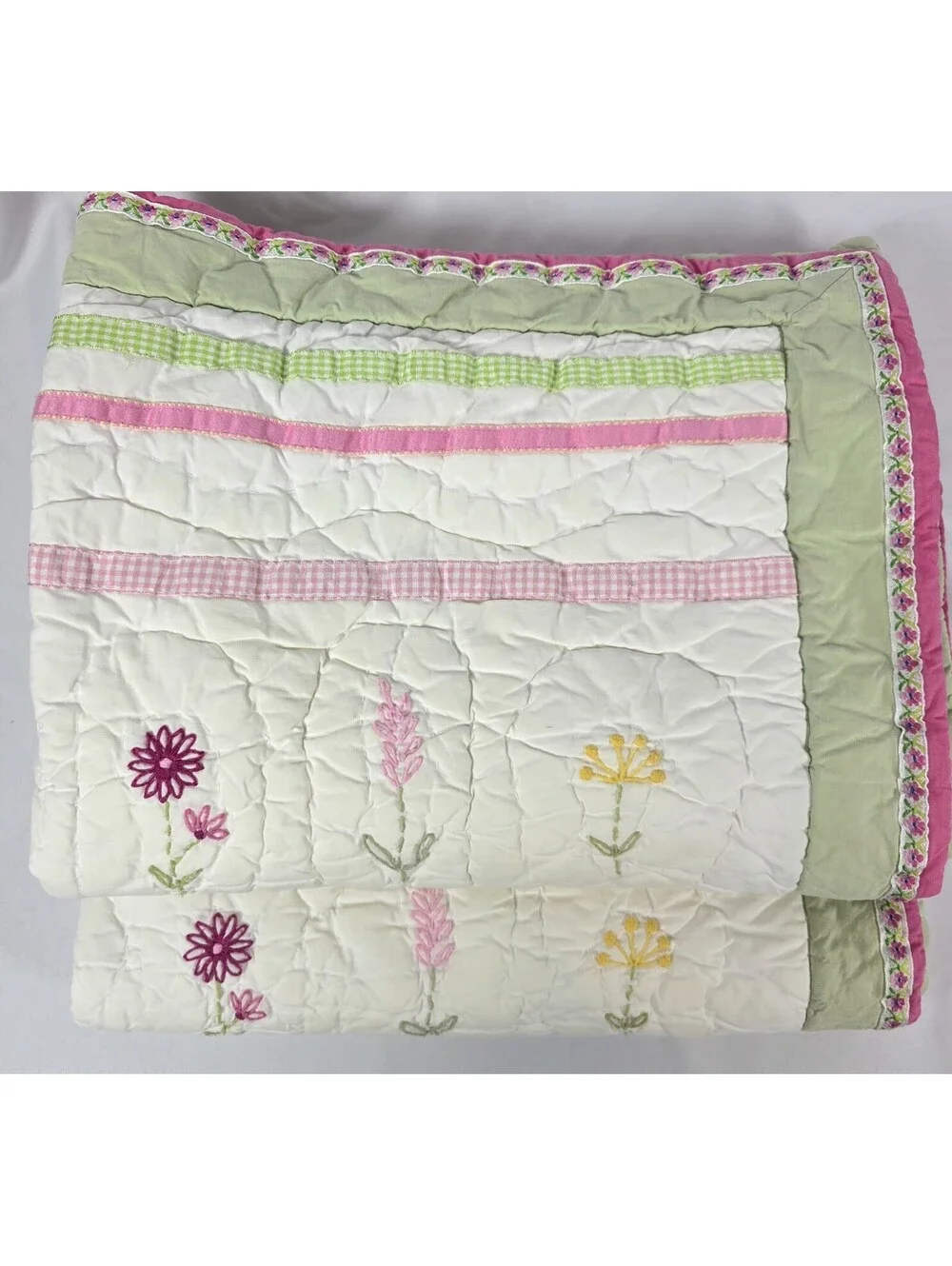 Pottery Barn Kids Flower Power Embroidered Quilted Pillow Shams Set Of 2...